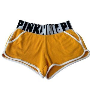 Victoria's Secret PINK Logo Band Varsity Shorts yellow size S